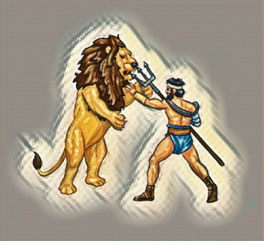 Gladiatore. Arte digitale intitolato "Gladiatore." da Antonio Romano, Opera d'arte originale, Pittura digitale