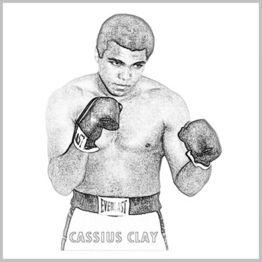 Рисунок под названием "Cassius Clay il Gra…" - Antonio Romano, Подлинное произведение искусства, Карандаш