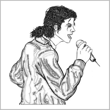Dessin intitulée "Michael Jackson il…" par Antonio Romano, Œuvre d'art originale, Crayon