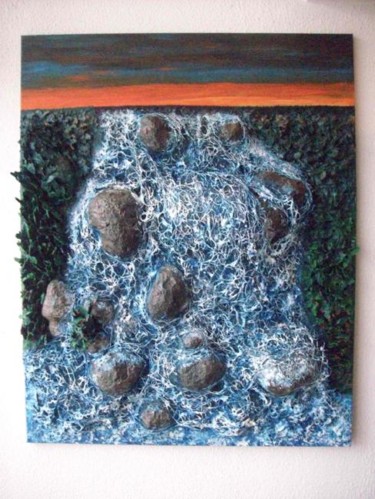 CASCATA ARDENTE - Pintura Tridimensional. Acrilico sobre tela, 80 x 100 Cmt.Técnica mista. Pintura titulada "CASCATA ARDENTE…" por Arte Tridimensional Ruben Torbay, Obra de arte original,