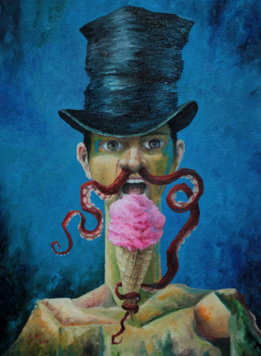 Painting titled "O doce sabor das pr…" by Alan Cassiano, Original Artwork, Oil Mounted on Wood Panel