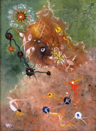 Painting titled "Embriões" by César Azevedo, Original Artwork, Oil
