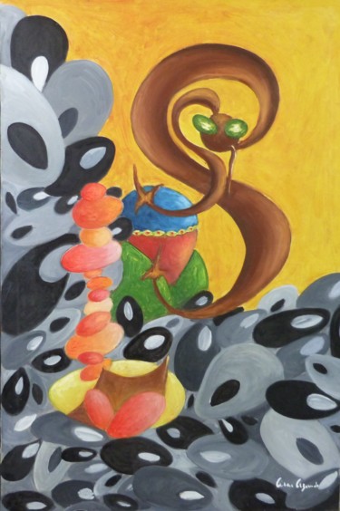 Painting titled "Guardião" by César Azevedo, Original Artwork, Oil