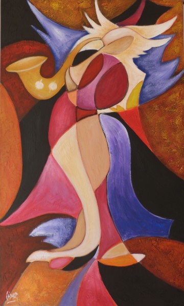 Painting titled "Sax" by César Azevedo, Original Artwork, Acrylic