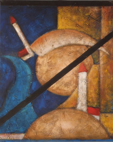 Pintura intitulada "Igrejas" por César Azevedo, Obras de arte originais