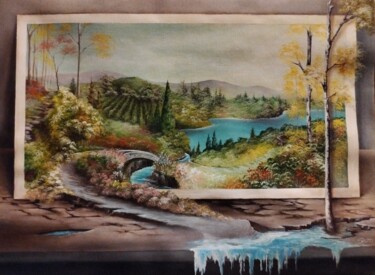 Pittura intitolato "Paesaggio "la mia n…" da Artesam, Opera d'arte originale, Olio