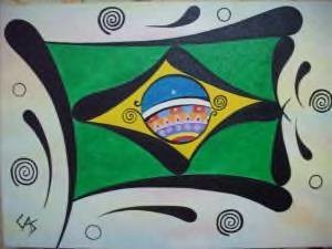 Pintura intitulada "BANDERA DO BRASIL" por Cas, Obras de arte originais