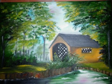 Pintura intitulada "casinha" por Cida Picoli, Obras de arte originais, Óleo