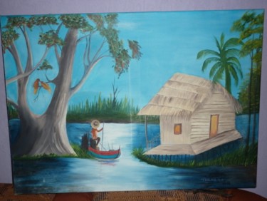 Painting titled "Pescador" by Cida Picoli, Original Artwork
