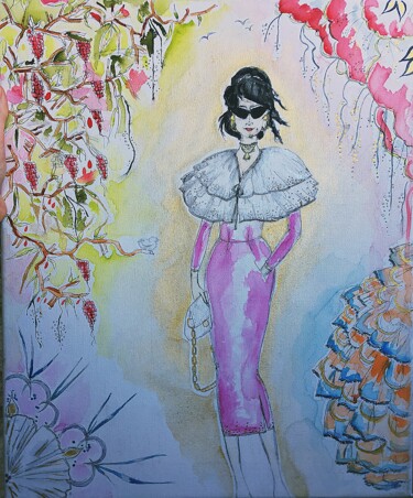 Painting titled ""The Woman"" by Artesia, Original Artwork, Watercolor