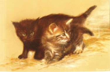 Painting titled "Chats" by André Teyssier, Original Artwork