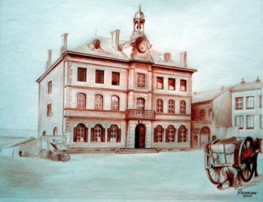 Peinture intitulée "Mairie de ma ville…" par André Teyssier, Œuvre d'art originale