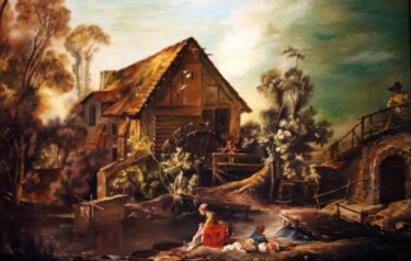 Pintura intitulada "Le moulin" por André Teyssier, Obras de arte originais