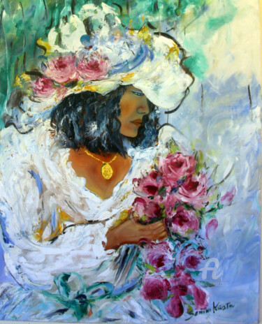 Pintura titulada "Moça" por Semini Kwsta, Obra de arte original, Oleo