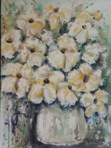 Painting titled "Flores" by Semini Kwsta, Original Artwork, Acrylic