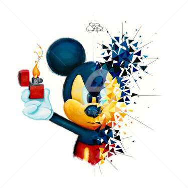 Peinture intitulée "Mickey sans flamme" par Sabrina Beretta, Œuvre d'art originale, Acrylique