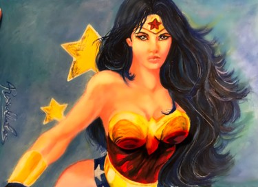 Schilderij getiteld "Wonder Woman - Acry…" door Arteviva, Origineel Kunstwerk