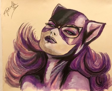 Peinture intitulée "Catwoman" par Arteviva, Œuvre d'art originale