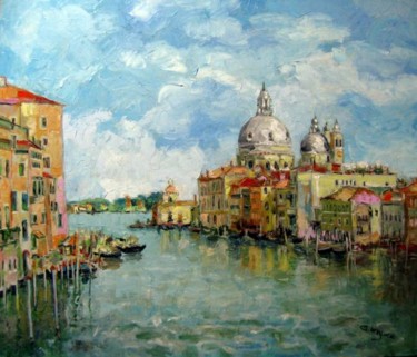 Painting titled "La Venetia - Photo,…" by Gheorghe Iergucz, Original Artwork, Oil