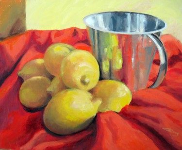 Painting titled "Yellow Orange - Pho…" by Gheorghe Iergucz, Original Artwork, Oil