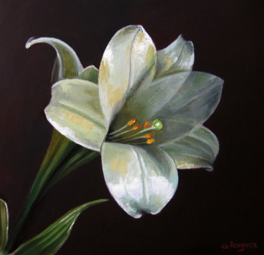 Картина под названием "Lily Flower -  Phot…" - Gheorghe Iergucz, Подлинное произведение искусства, Масло