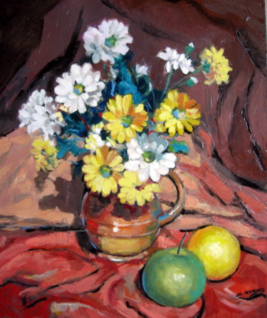 Painting titled "Autumn Flowers - Ph…" by Gheorghe Iergucz, Original Artwork, Oil