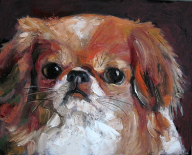 Painting titled "Pekingese - Photo,…" by Gheorghe Iergucz, Original Artwork, Oil