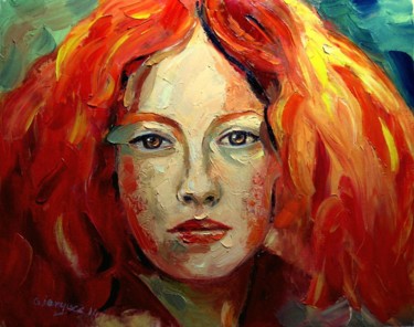 Painting titled "Zuza - Photo, Color…" by Gheorghe Iergucz, Original Artwork, Oil