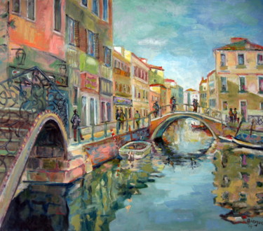 Schilderij getiteld "Vacation in Venice…" door Gheorghe Iergucz, Origineel Kunstwerk, Olie