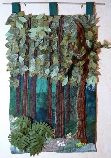 Textile Art titled "En Forêt" by Laure Vergne, Original Artwork, Fabric