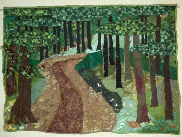Art textile intitulée "En Forêt 2" par Laure Vergne, Œuvre d'art originale, Tissu