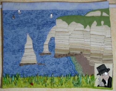Textilkunst mit dem Titel "L'aiguille Creuse" von Laure Vergne, Original-Kunstwerk, Stoff