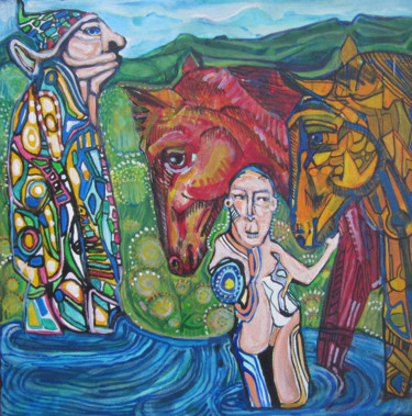 Painting titled "Rapanuy" by Ezequiel Mendez, Original Artwork, Acrylic