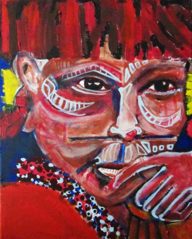 Malerei mit dem Titel "Yanomami" von Ezequiel Mendez, Original-Kunstwerk, Acryl