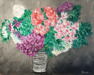 Painting titled "A vase full of the…" by Fatima Yg, Original Artwork, Oil