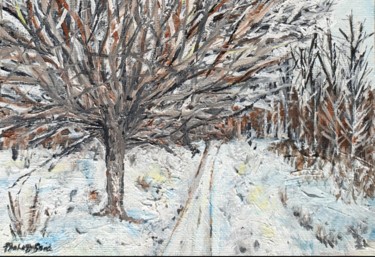 Painting titled "Barnet winter missed" by Fatima Yg, Original Artwork, Oil