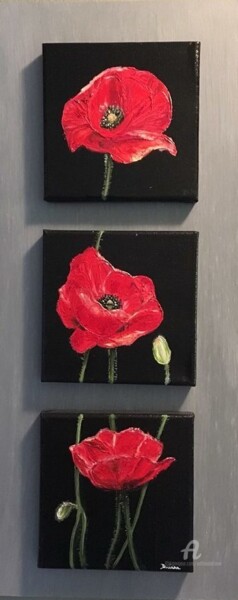 Painting titled "Poppy flowers" by Daciana, Original Artwork, Oil