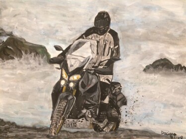 Painting titled "Yamaha Super Tenere…" by Daciana, Original Artwork, Watercolor