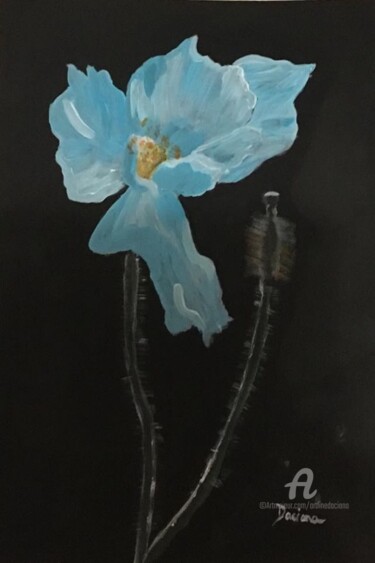 Painting titled "Blue poppy" by Daciana, Original Artwork, Oil