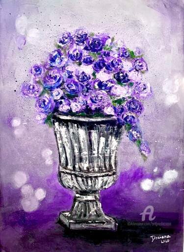 Painting titled "“Purple roses”" by Daciana, Original Artwork, Acrylic