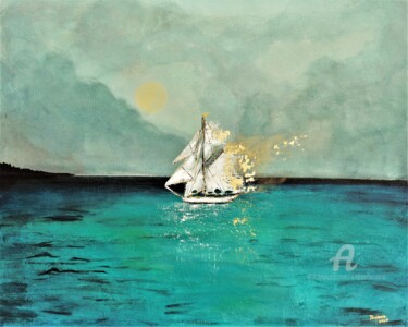 Painting titled "Saling away" by Daciana, Original Artwork, Acrylic