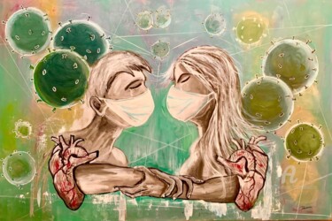 Painting titled "Connection at Level…" by Daciana, Original Artwork, Acrylic Mounted on Wood Stretcher frame