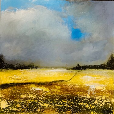 Schilderij getiteld "Yellow field" door Daciana, Origineel Kunstwerk, Acryl
