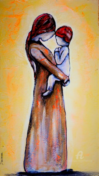 Painting titled "Mommy" by Daciana, Original Artwork, Acrylic Mounted on Wood Stretcher frame