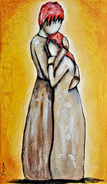 Painting titled "My daughter" by Daciana, Original Artwork, Acrylic Mounted on Wood Stretcher frame