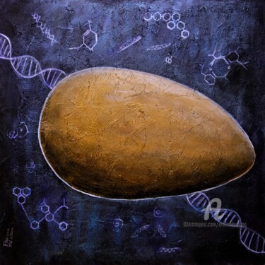 Malerei mit dem Titel "Primordial egg, ori…" von Daciana, Original-Kunstwerk, Acryl