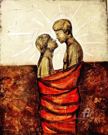 Painting titled "Bound to you" by Daciana, Original Artwork, Acrylic Mounted on Wood Stretcher frame