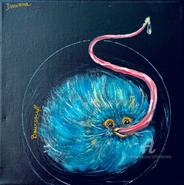 Painting titled "Puffskin" by Daciana, Original Artwork, Acrylic Mounted on Wood Stretcher frame