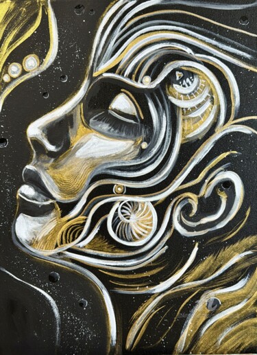 Painting titled "Golden whispers" by Daciana, Original Artwork, Acrylic