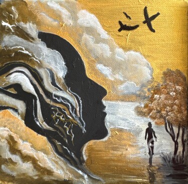 Картина под названием "Reflections of soli…" - Daciana, Подлинное произведение искусства, Акрил Установлен на Деревянная рам…